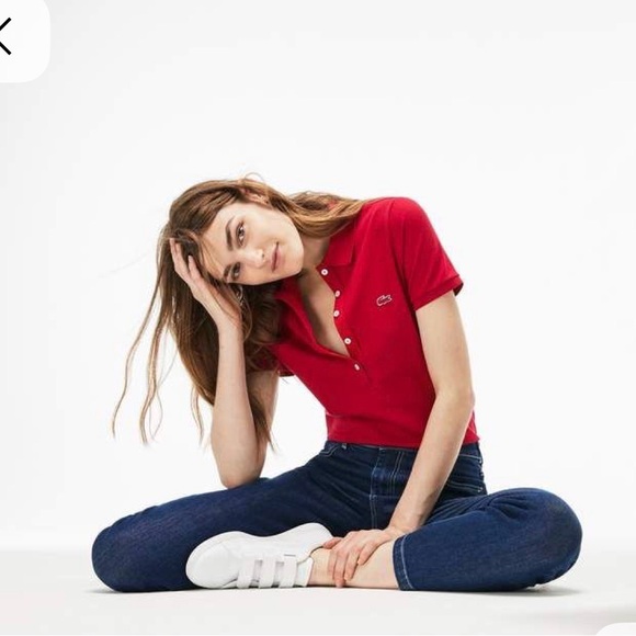 Lacoste Tops - Lacoste Sky Blue Button Down Short Sleeve Polo Tee